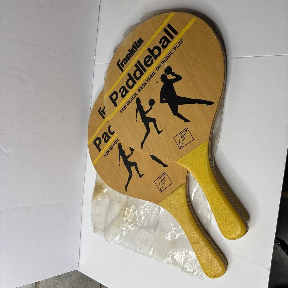Vintage Franklin Paddle Ball Paddles Set of 2 Beach Backyard Picnic Play Wooden - Picture 1 of 8